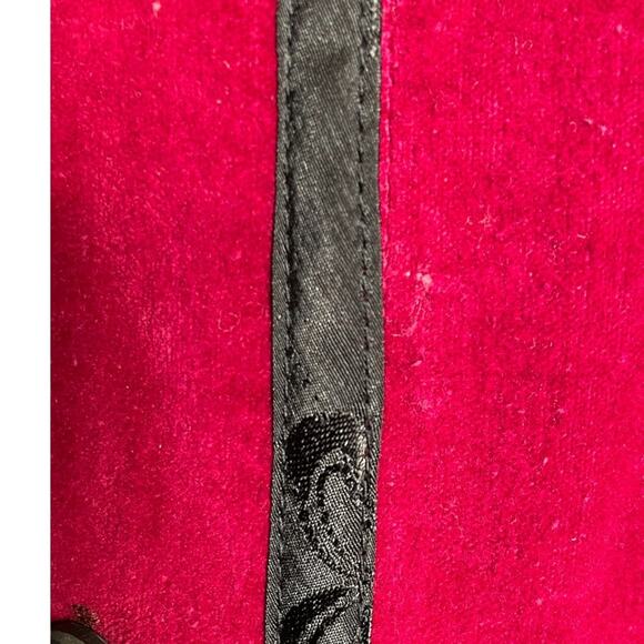 Tibetan Trader Blazer Small Velvet Embroidered Cotton Mock Neck Jacket Burgundy - Picture 5 of 15